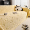 Cream Textured Jacquard Design Sofa Decorative Thr