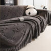 Cream Textured Jacquard Design Sofa Decorative Thr