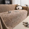 Cream Textured Jacquard Design Sofa Decorative Thr