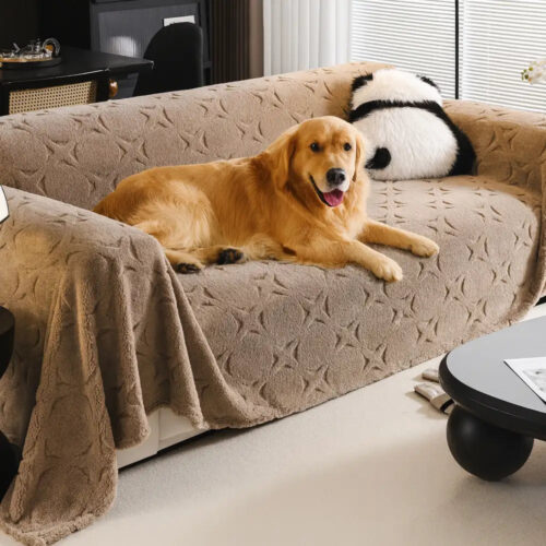 Cream Textured Jacquard Design Sofa Decorative Thr