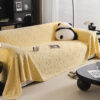 Cream Textured Jacquard Design Sofa Decorative Thr