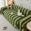 Decorative Stripe Tassel Chenille Throw Couch Cove