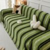 Decorative Stripe Tassel Chenille Throw Couch Cove