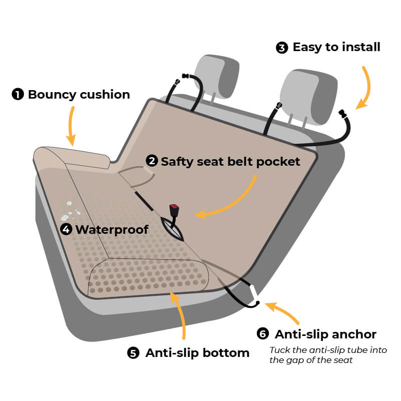 Travel Bolster Safety Back Seat Large Dog Car Seat