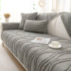 Elegant Grey Textured Non-Slip Thick Plush Couch C