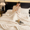 Baroque Style Embossed Milk Velvet Soft Fleece Bla