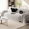 Decorative Stripe Tassel Chenille Throw Couch Cove