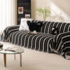 Decorative Stripe Tassel Chenille Throw Couch Cove