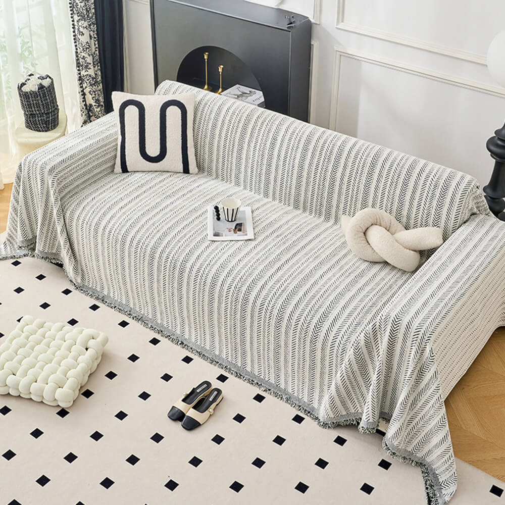 Elegant Herringbone Chenille Textured Throw Couch
