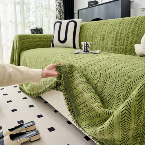 Elegant Herringbone Chenille Textured Throw Couch 