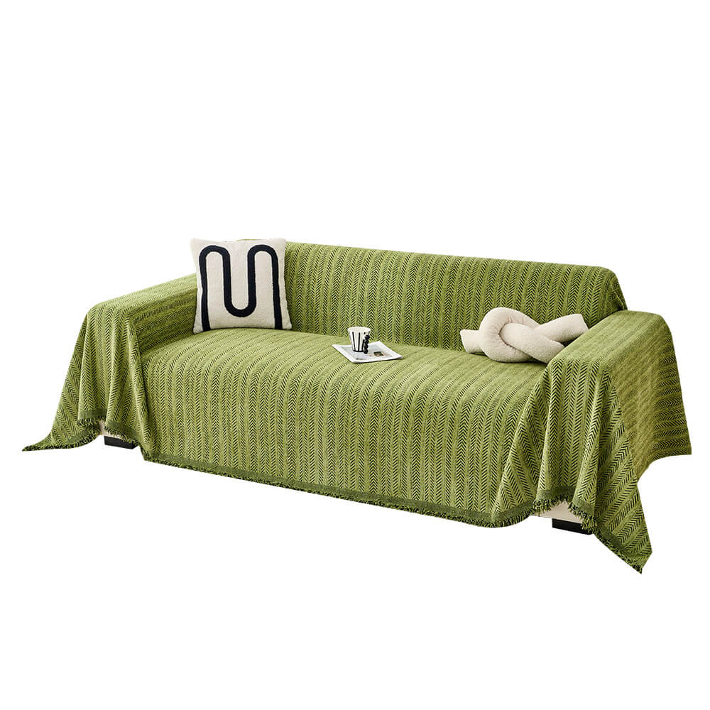 Elegant Herringbone Chenille Textured Throw Couch