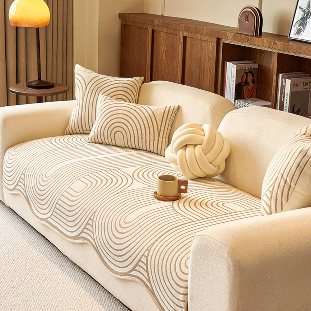 Modern Lines Chenille Artistic Sofa Protector Irre