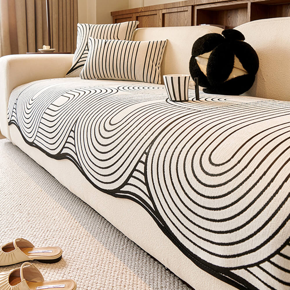 Modern Lines Chenille Artistic Sofa Protector Irre