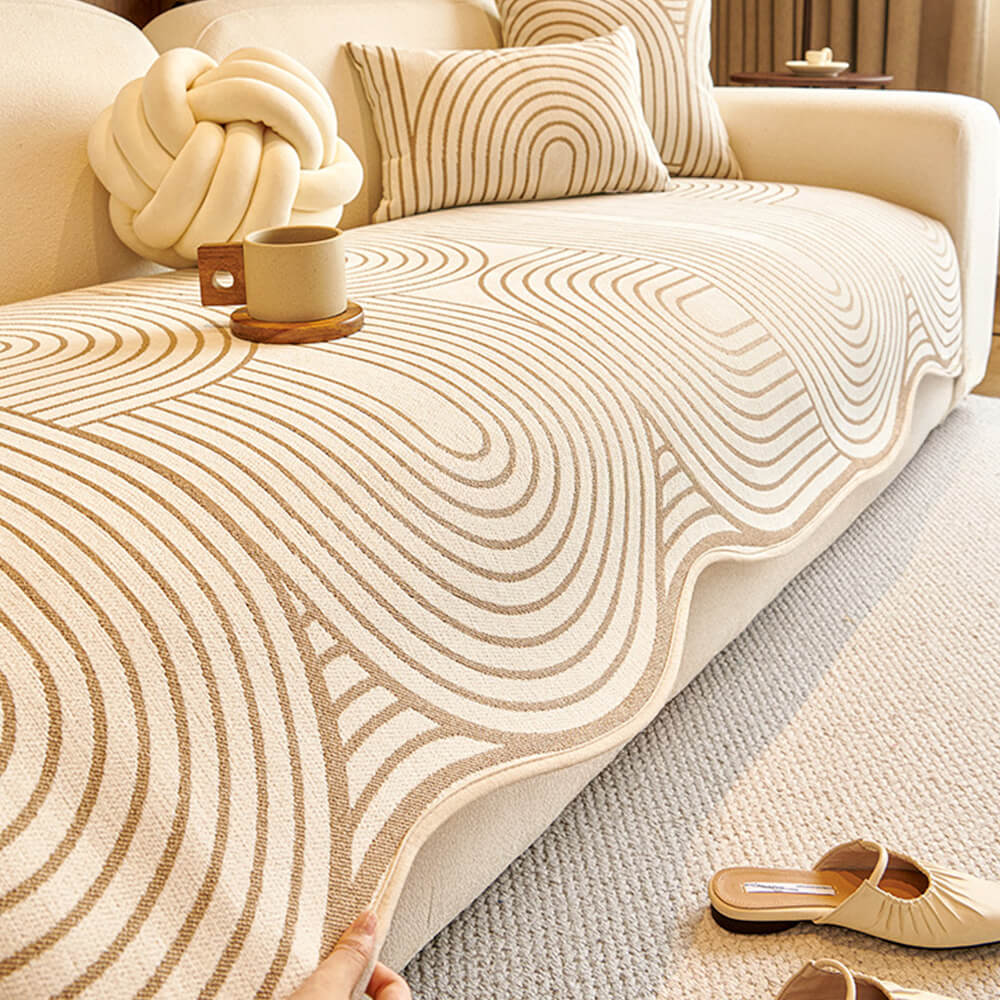 Modern Lines Chenille Artistic Sofa Protector Irre