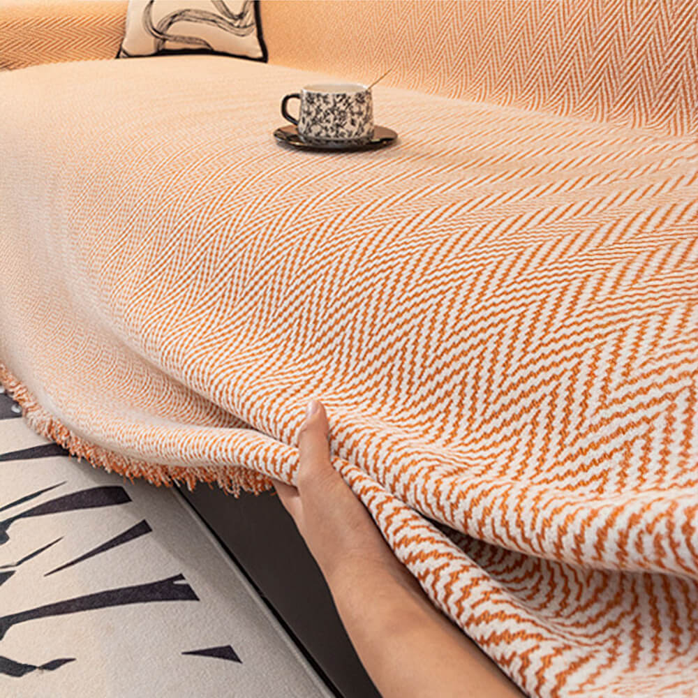 Premium Herringbone Chenille Fringe Full Coverage
