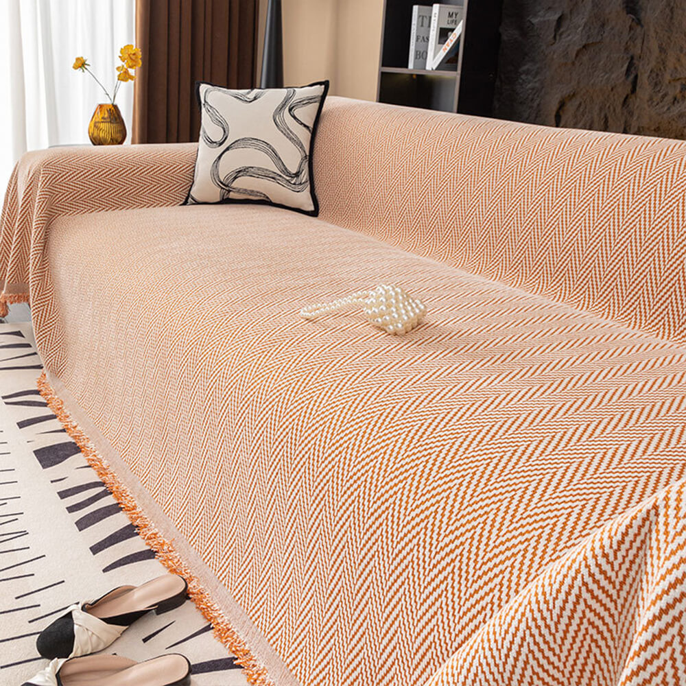 Premium Herringbone Chenille Fringe Full Coverage