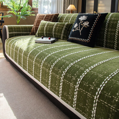 Elegant Checkered Jacquard Chenille All-Season Sof