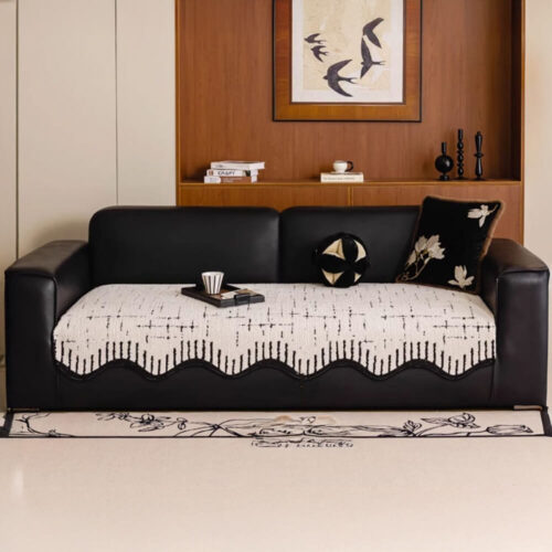 Soft Thickened Plush Couch Cover with Irregular Wa