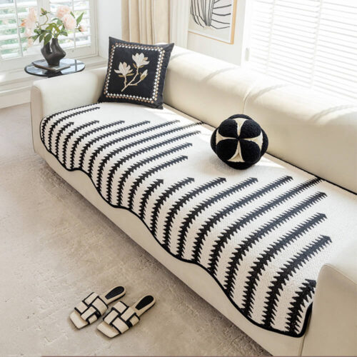 Modern Chevron Stripes Chenille Couch Cover with W