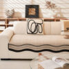 Non-Slip Herringbone Chenille Couch Cover with Wav