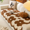 Elegant Floral Chenille Couch Cover with Wavy Bord
