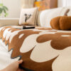 Elegant Floral Chenille Couch Cover with Wavy Bord