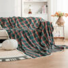 Festive Plaid Color Block Sofa Decoration Couch Co