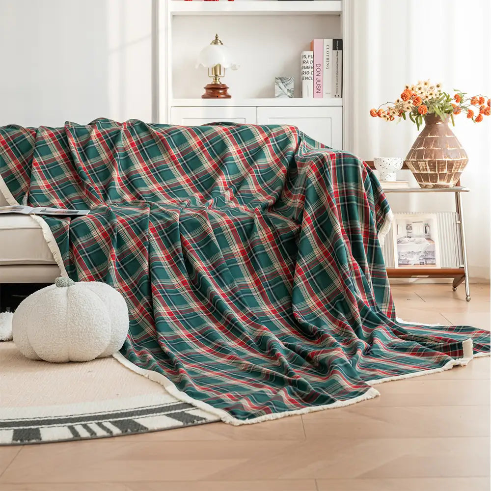 Festive Plaid Color Block Sofa Decoration Couch Co