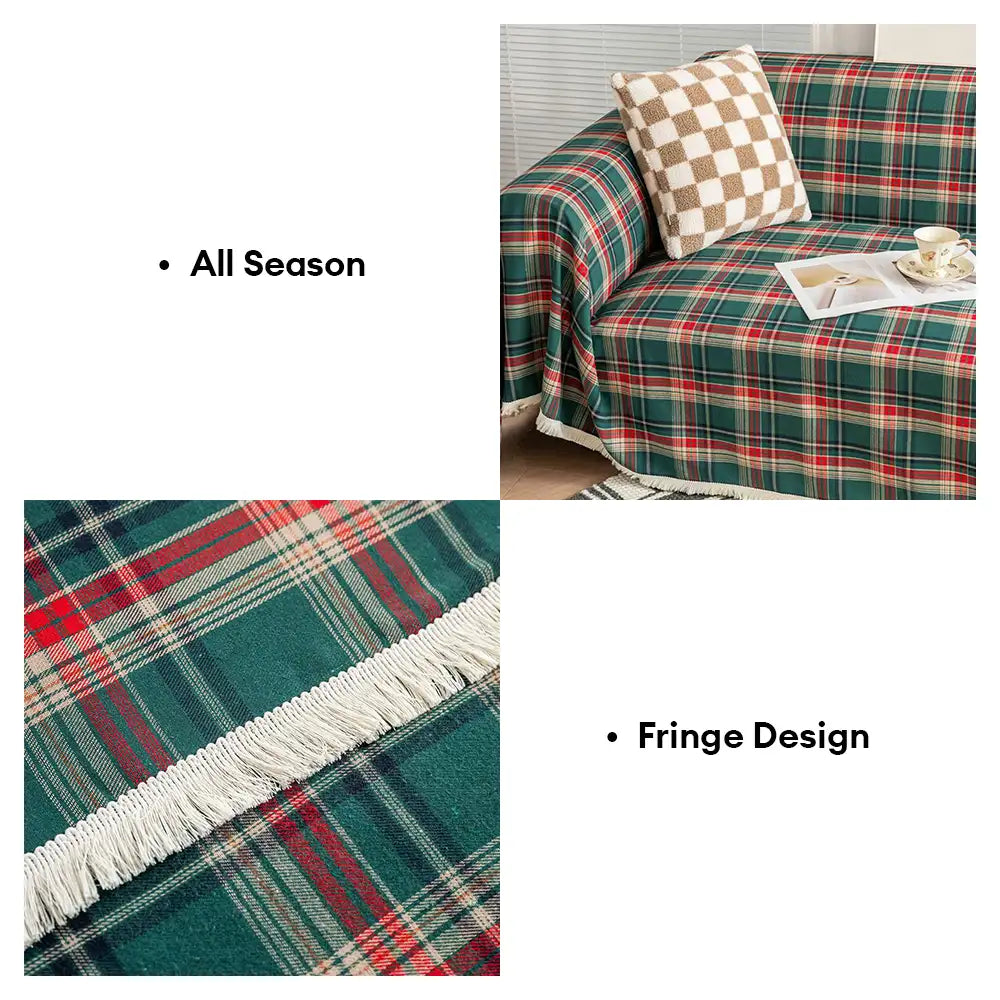 Festive Plaid Color Block Sofa Decoration Couch Co