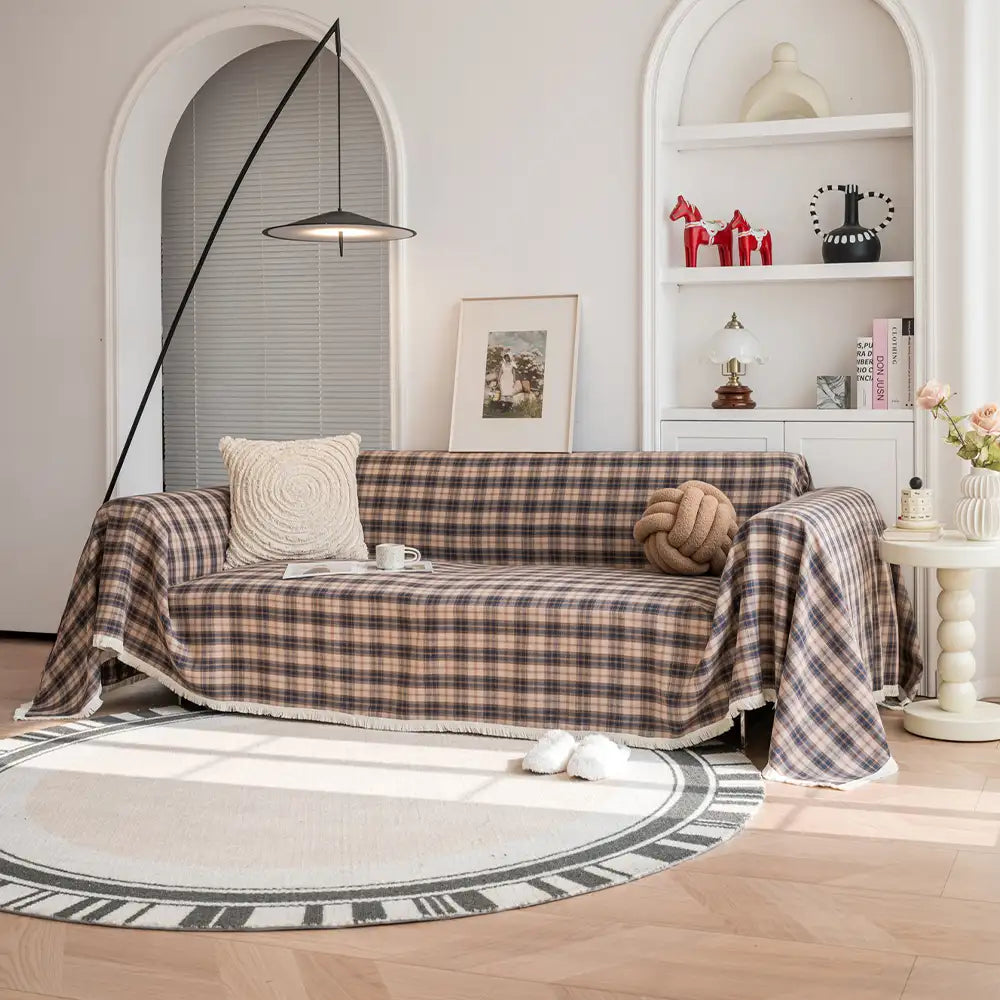 Festive Plaid Color Block Sofa Decoration Couch Co
