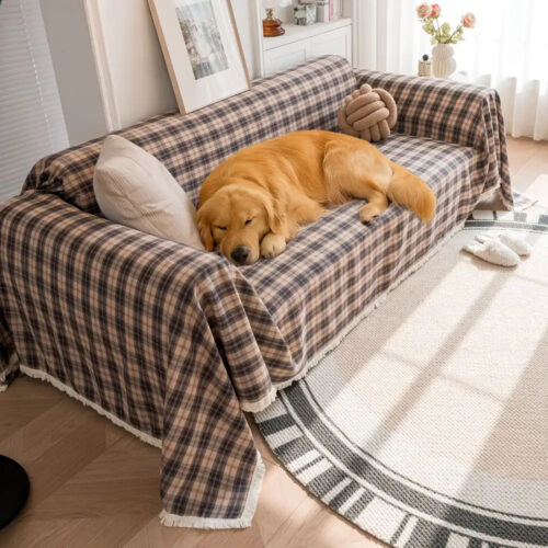 Festive Plaid Color Block Sofa Decoration Couch Co