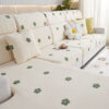 Floral Embroidered Fleece Sofa Anti-Scratch Stretc