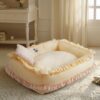 Floral Orthopedic Dog Bed Calming Pet Bed with Pil