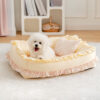 Floral Orthopedic Dog Bed Calming Pet Bed with Pil