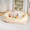 Floral Orthopedic Dog Bed Calming Pet Bed with Pil