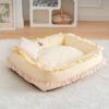 Floral Orthopedic Dog Bed Calming Pet Bed with Pil