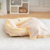 Floral Orthopedic Dog Bed Calming Pet Bed with Pil