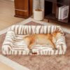 Fluffy Striped Orthopedic Bolster Dog Bed - Luxe C