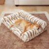 Fluffy Striped Orthopedic Bolster Dog Bed - Luxe C