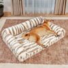 Fluffy Striped Orthopedic Bolster Dog Bed - Luxe C