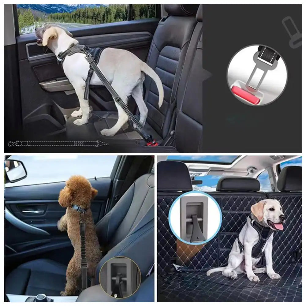 3 in 1 Dog Car Seat Belt Bungee With 360° Lockable