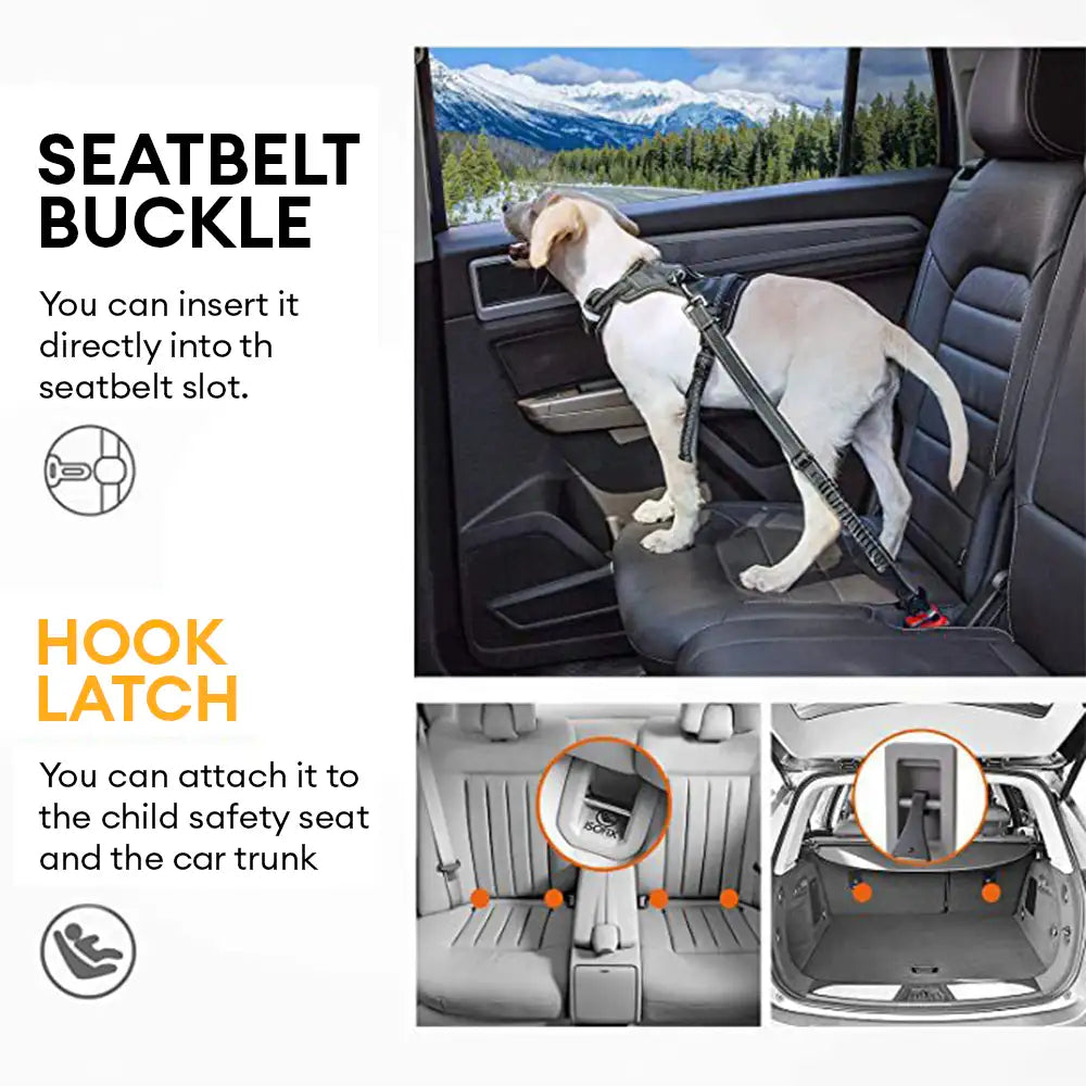 3 in 1 Dog Car Seat Belt Bungee With 360° Lockable