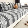Color-Blocked Striped Chenille Non-Slip Couch Cove