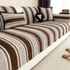 Color-Blocked Striped Chenille Non-Slip Couch Cove