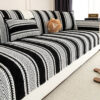 Color-Blocked Striped Chenille Non-Slip Couch Cove