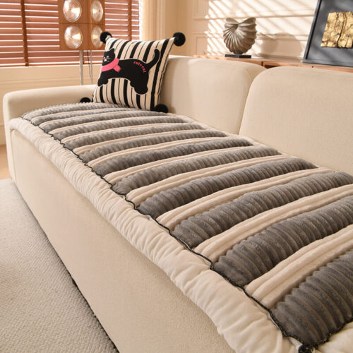 Comfort Plush Thickened Striped Non-Slip Couch Cov