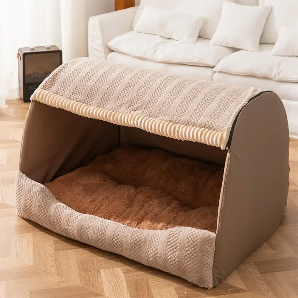 Cozy Cabin Portable Semi-Enclosed Dog Bed with Roo