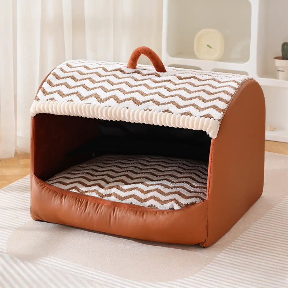Cozy Cabin Portable Semi-Enclosed Dog Bed with Roo