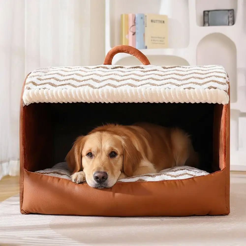 Cozy Cabin Portable Semi-Enclosed Dog Bed with Roo