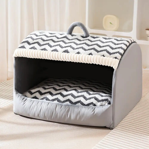 Cozy Cabin Portable Semi-Enclosed Dog Bed with Roo